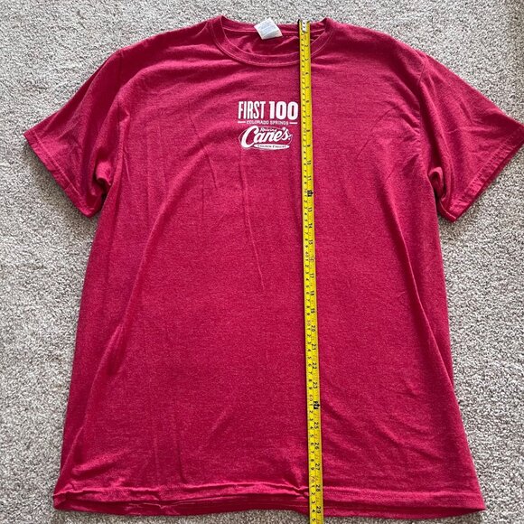 Raising Canes Chicken Fingers First 100 Colorado Springs Red T-shirt L - Picture 4 of 5